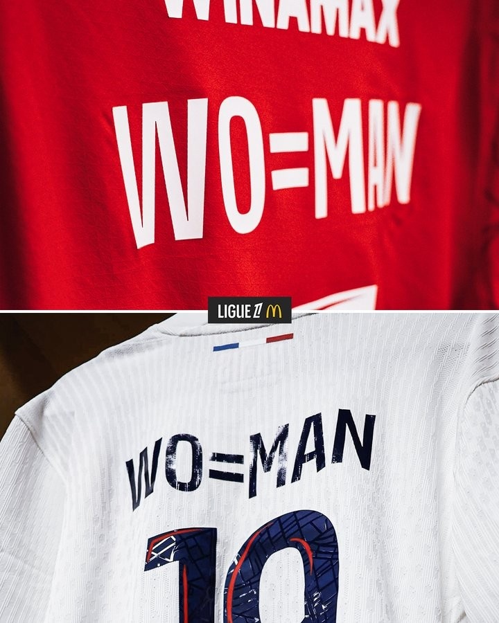 法甲英語官推曬巴黎、雷恩國際婦女節(jié)特別球衣：WO=MAN